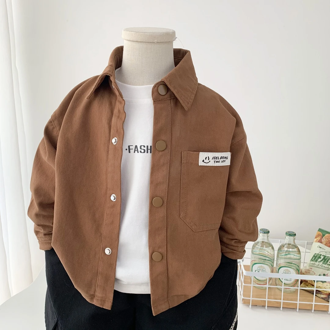 男童秋季衬衫薄款外套2025新款儿童韩版时尚衬衣帅气男孩棉布上衣