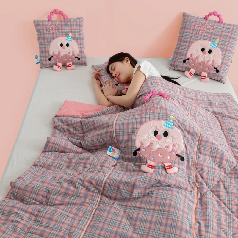 全棉抱枕被子两用车载靠垫枕头被子纯棉办公室午休空调被二合一