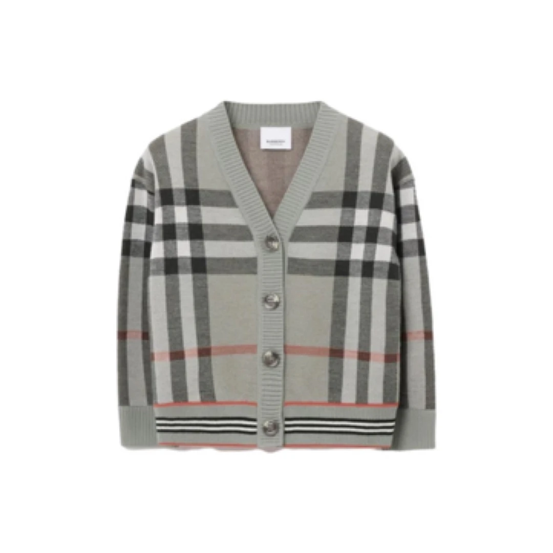 99新 BURBERRY/博柏利 格子印花V领单排扣长袖/12Y/D00991