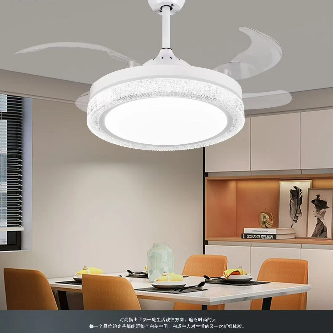 现代餐厅风扇灯隐形吸顶灯吸顶轻奢上档次大气客厅灯卧室风扇灯