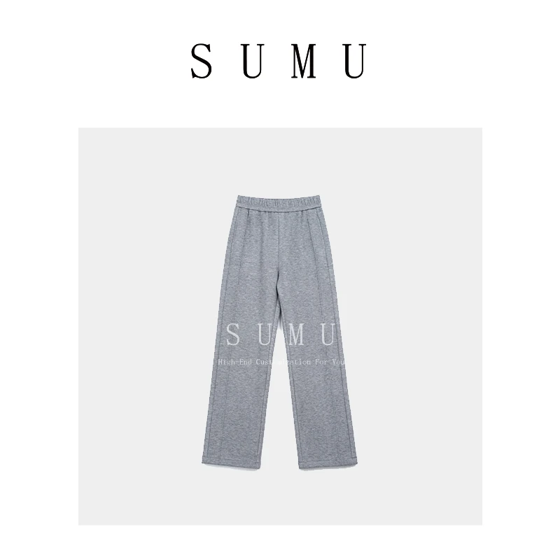 宿慕SUMU 经典加绒阔腿裤冬季新款时尚百搭休闲裤女837