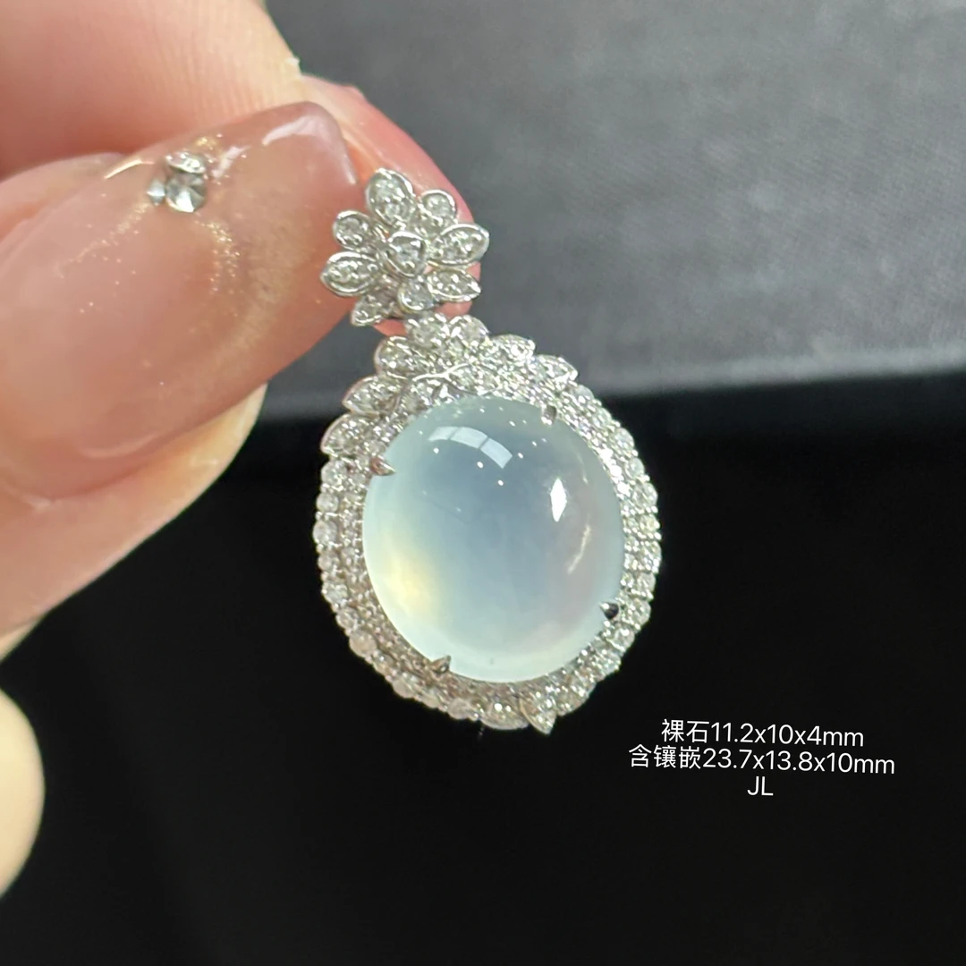 《缅甸翡翠珠宝严选》白冰蛋面吊坠（下单咨询客服）JL