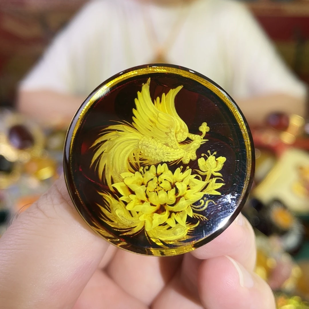 银S925镀金镶嵌琥珀戒指