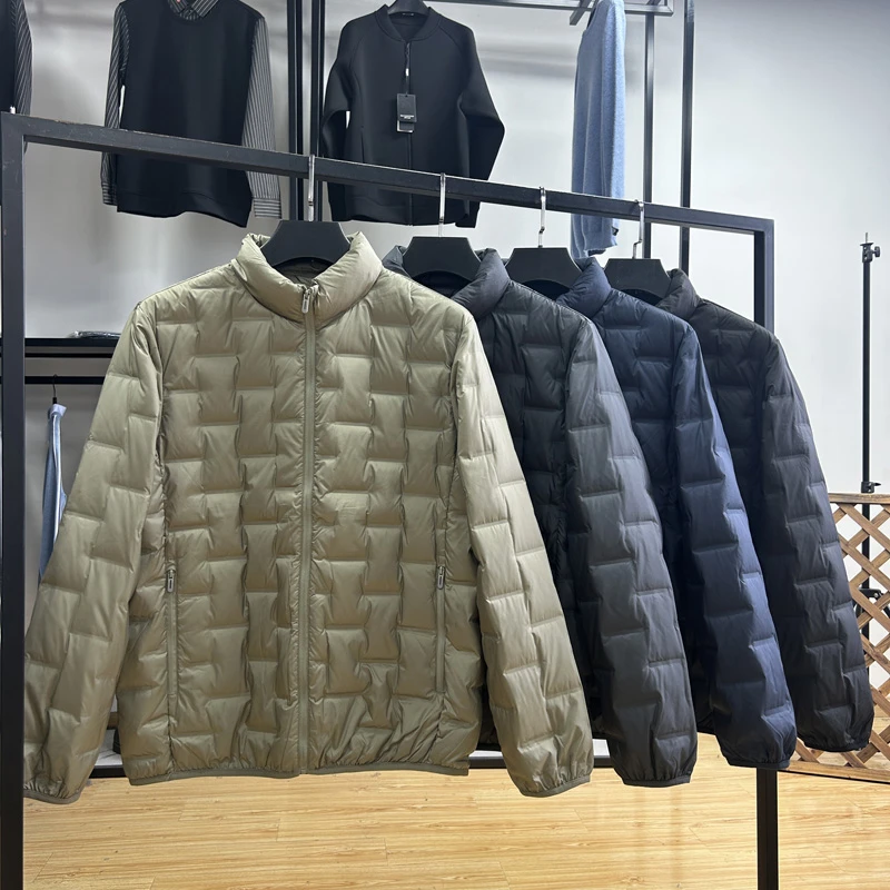 轻薄款分仓充绒保暖立领羽绒服秋冬季90绒通勤鸭绒服男 Y5T2135