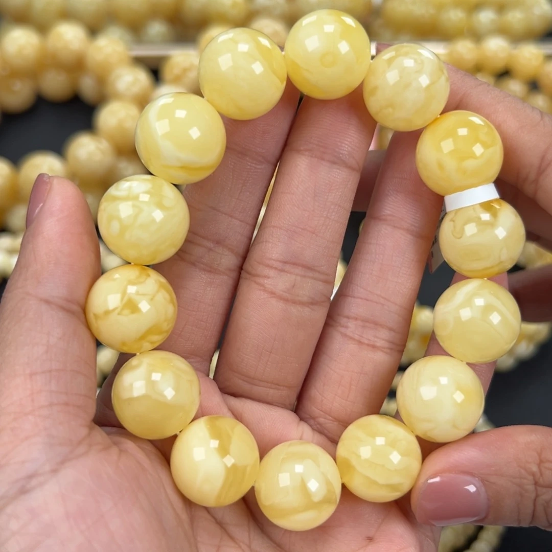 琥珀未镶嵌手链34克