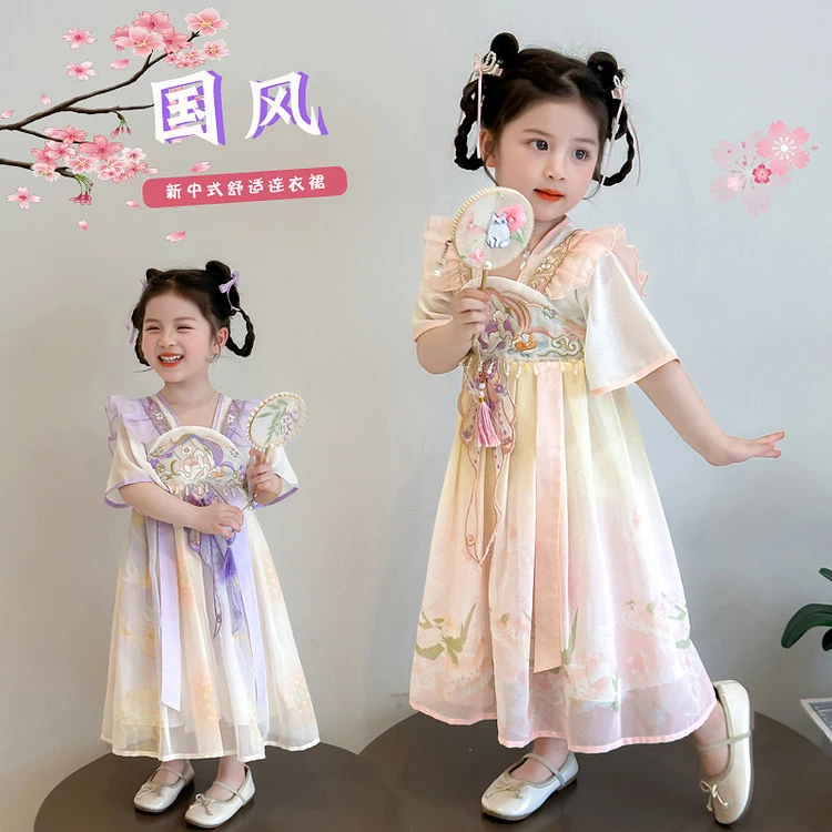 女童汉服连衣裙小女孩夏季新款儿童古装超仙夏款中国风公主裙裙子