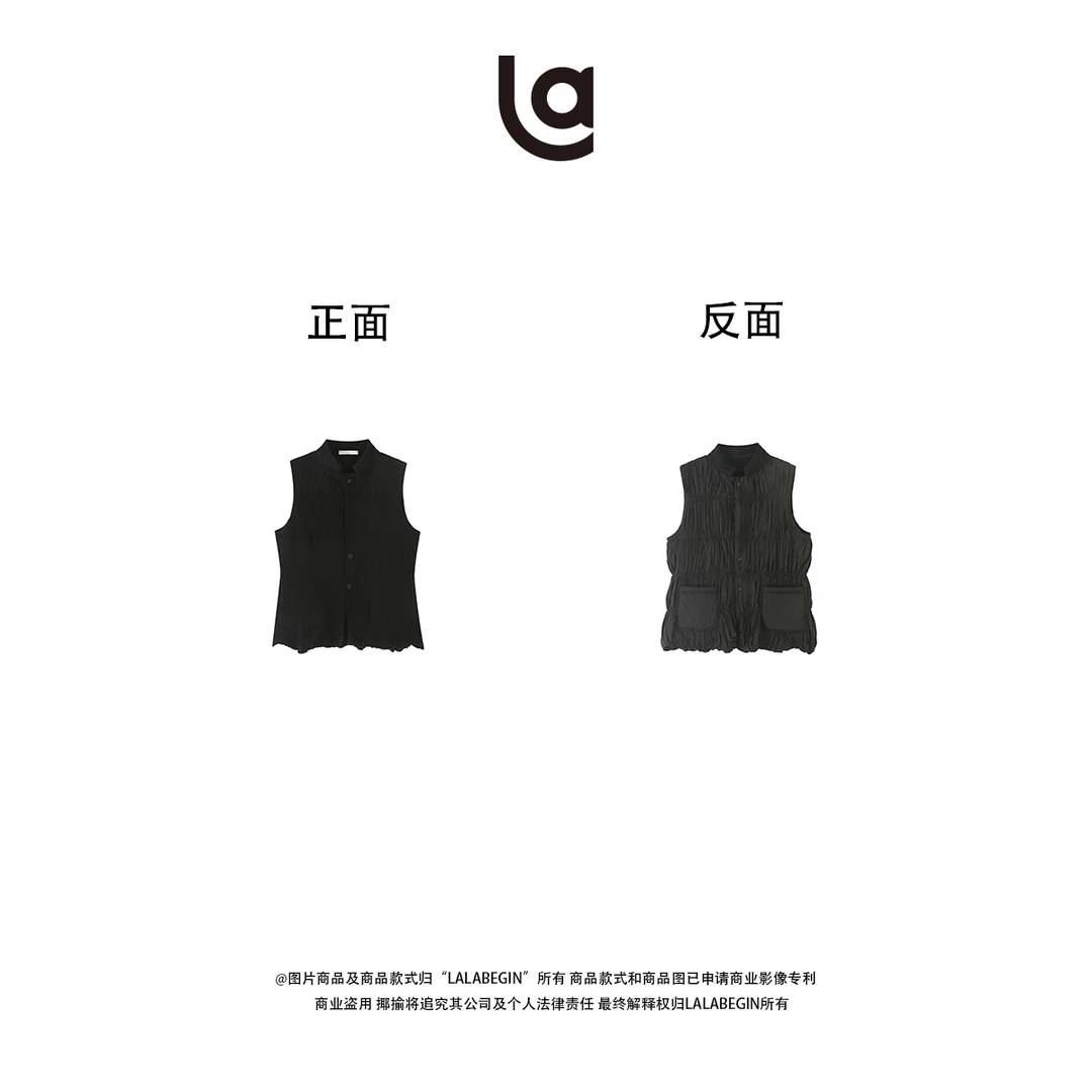 La La Begin“轻云”黑色无袖多变可爽可皱马甲