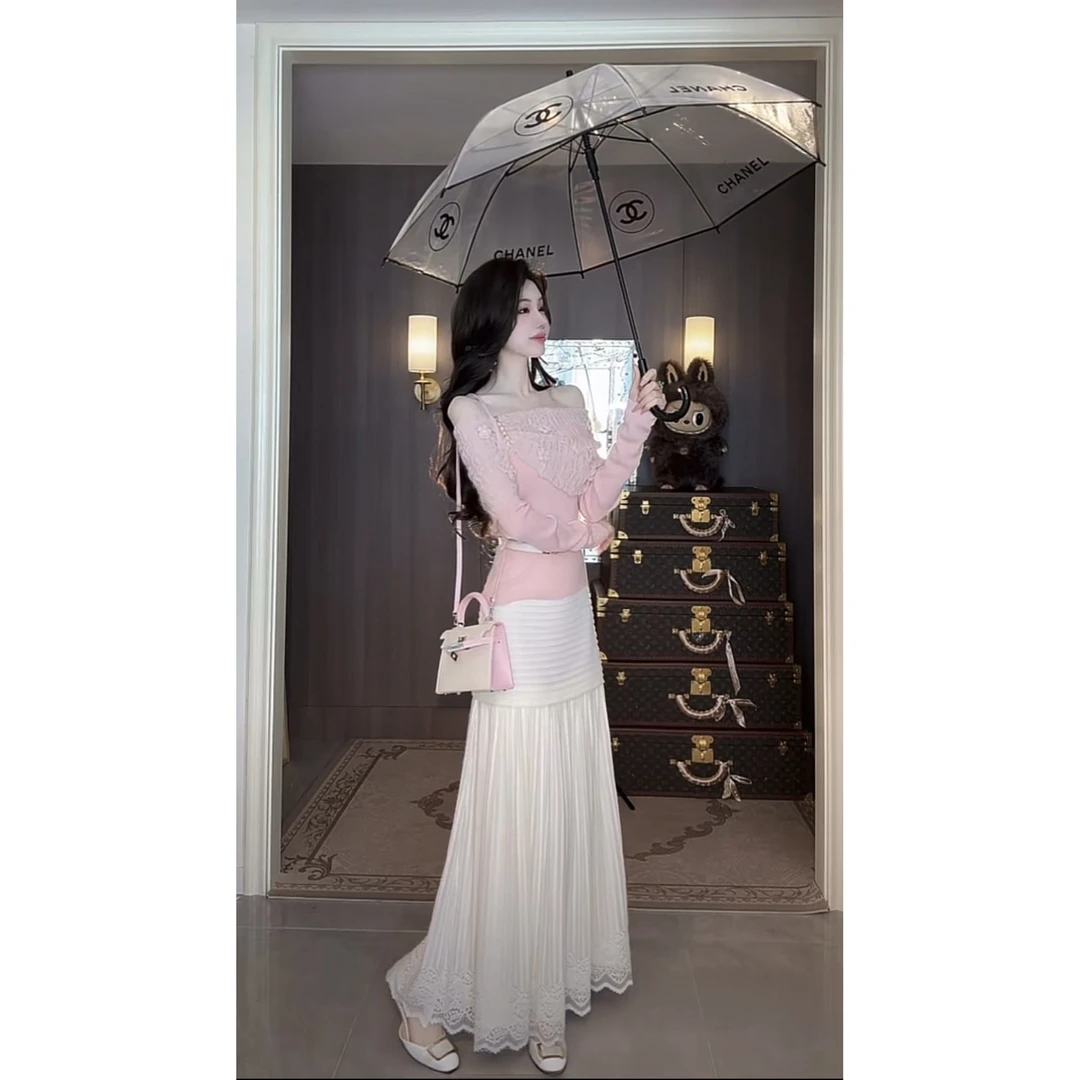 【雅乔定制】广岛之恋半裙 磨毛坑条肌理感蕾丝半身裙