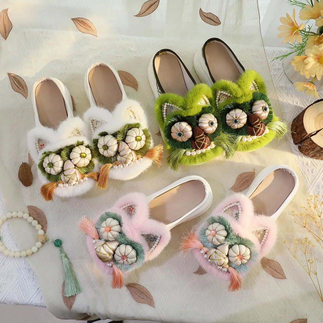 厚底虎头拖鞋中高跟国潮可爱风原创手工制作新中式布鞋拖鞋网红