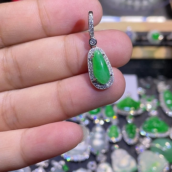 翡翠银S925镶嵌吊坠(不含链)