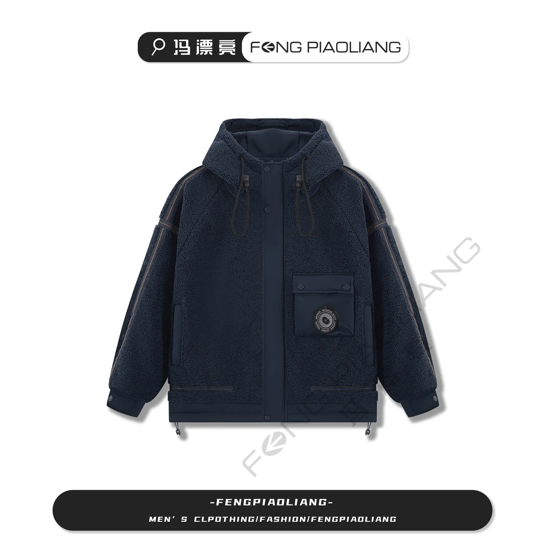 蓝【颗粒满满摇粒绒棉服】31168秋冬时尚简约工装潮流休闲情侣款