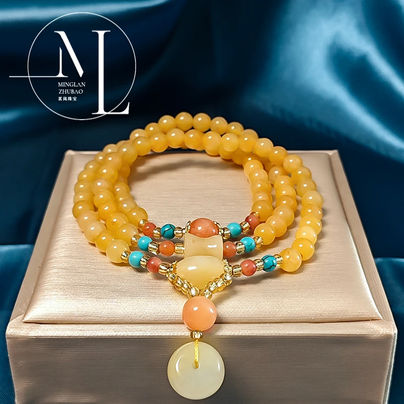 古风金丝玉毛衣链女款高雅气质显白三圈手链 多样性发一SL025