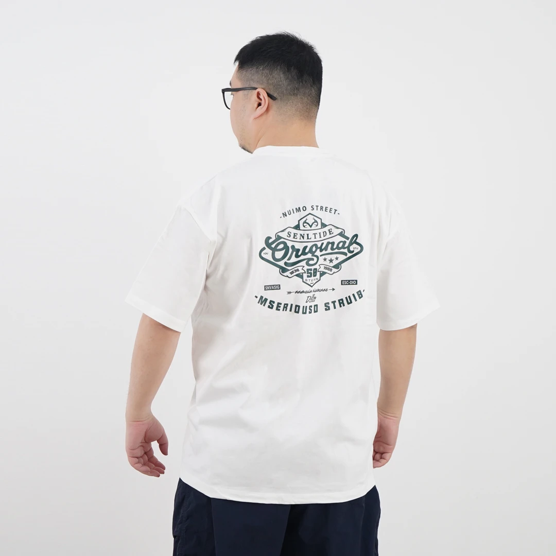 纯棉全棉。稍微重磅男士短袖T恤夏季宽松休闲双面印花半袖G-25T19