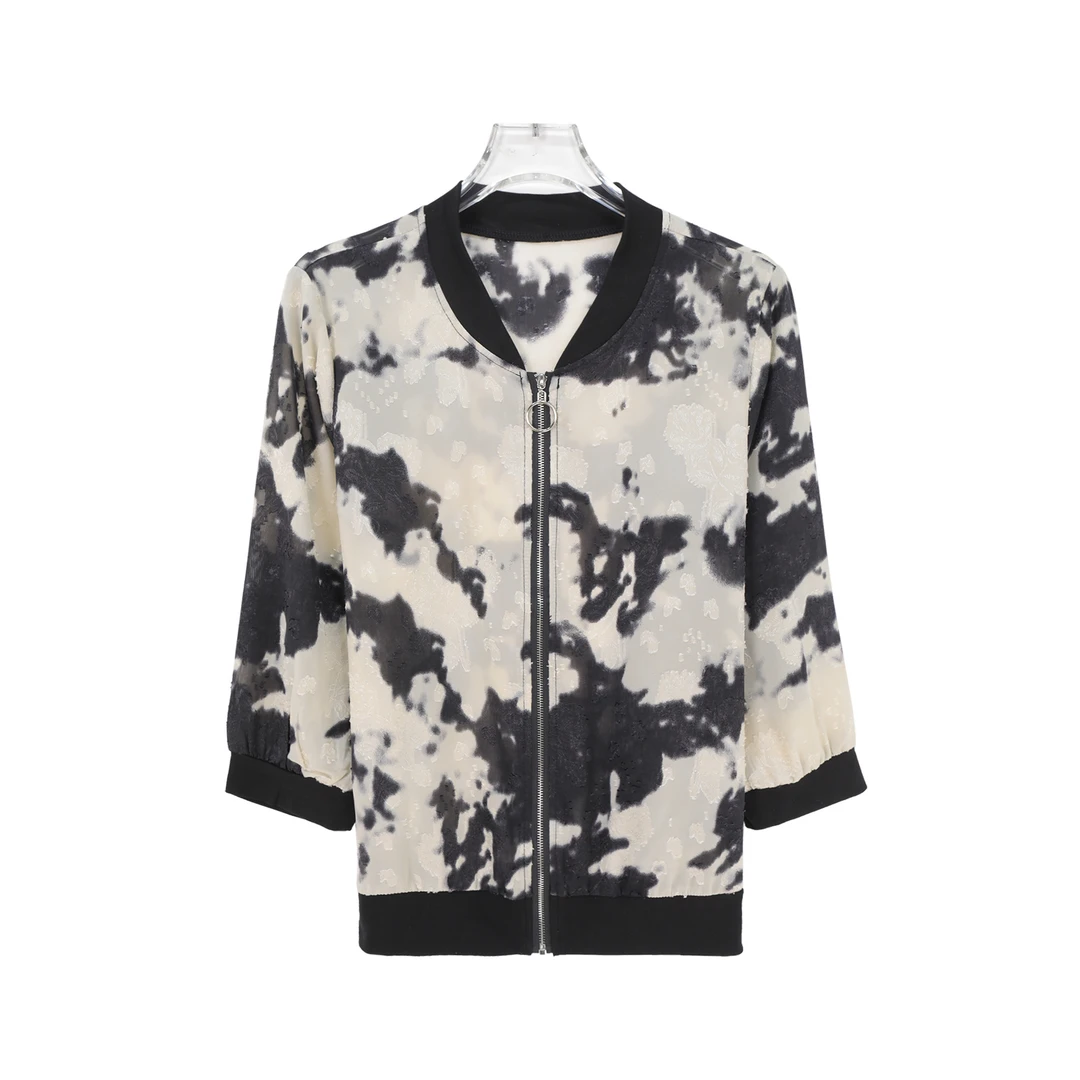 X26440透气显瘦拉链式上衣长袖减龄百搭外套