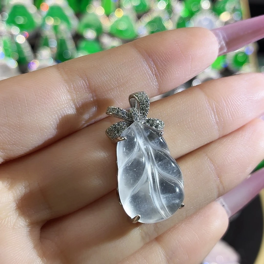 石英质玉银S925镶嵌颈饰