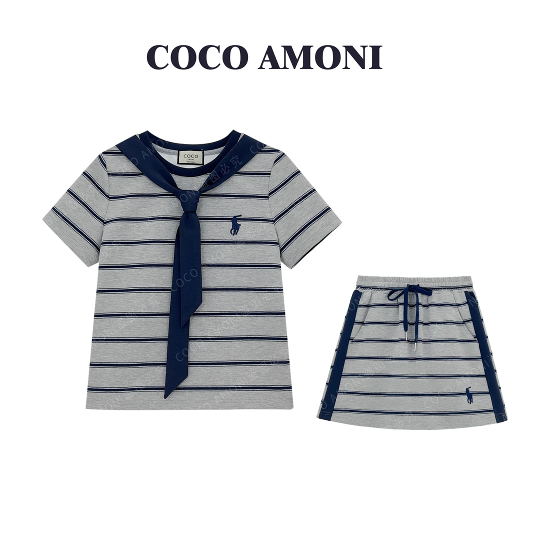 [曼姐]短袖女装套装夏季条纹短袖女装套装上衣时尚夏季ZC839