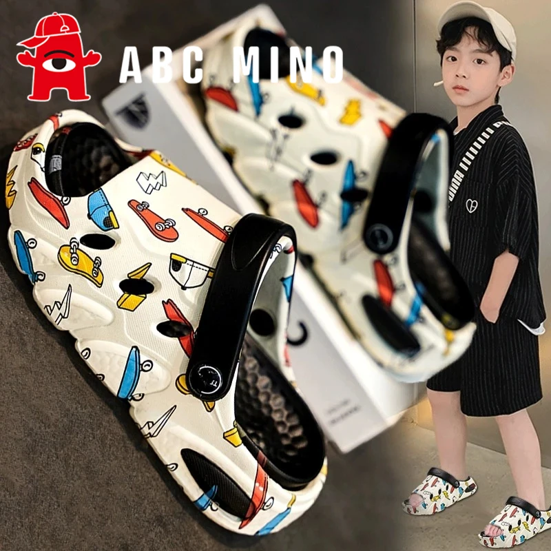 ABC MINO男童拖鞋夏季儿童防滑防臭沙滩凉拖男孩中大童一字拖两穿