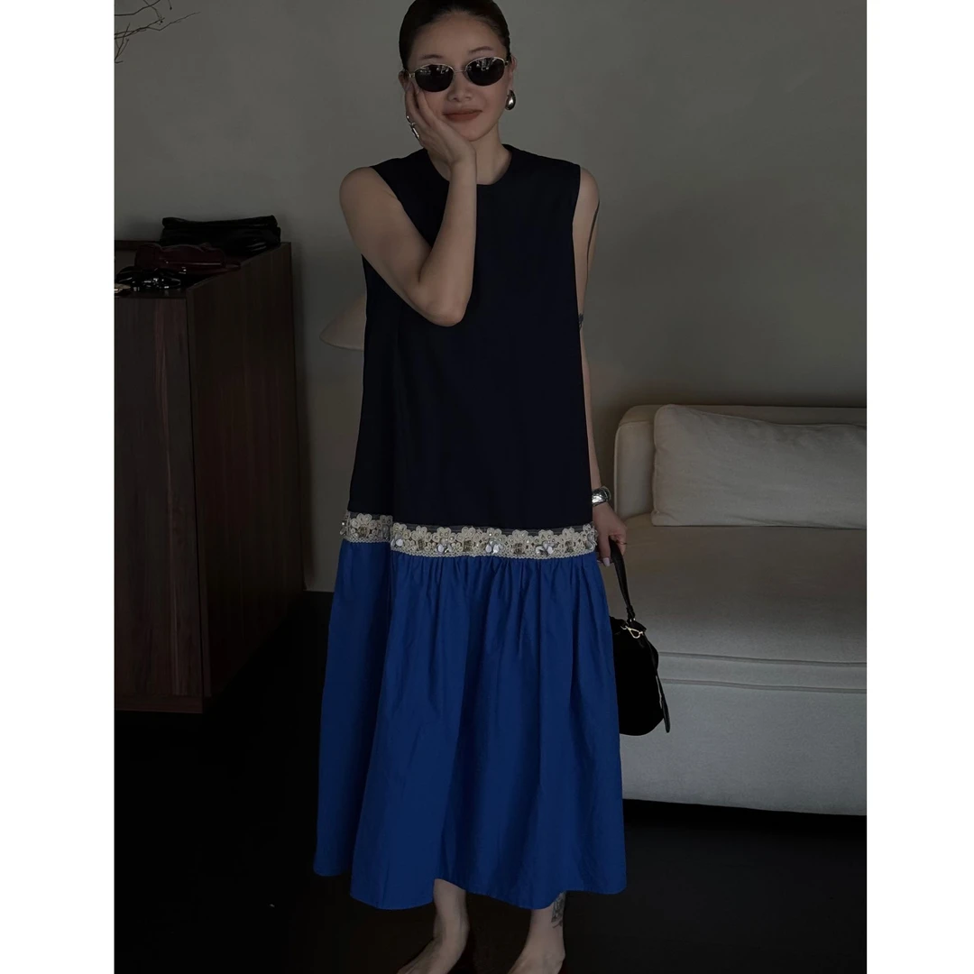 【CHU/2025SSNEW】《东方》订钻拼色连衣裙XY2512