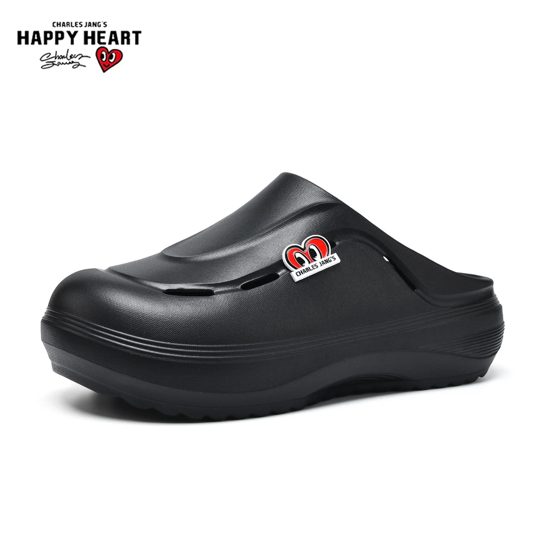 查尔斯桃心洞洞鞋男女新款2025夏季厚底增高外穿百搭包头凉拖鞋