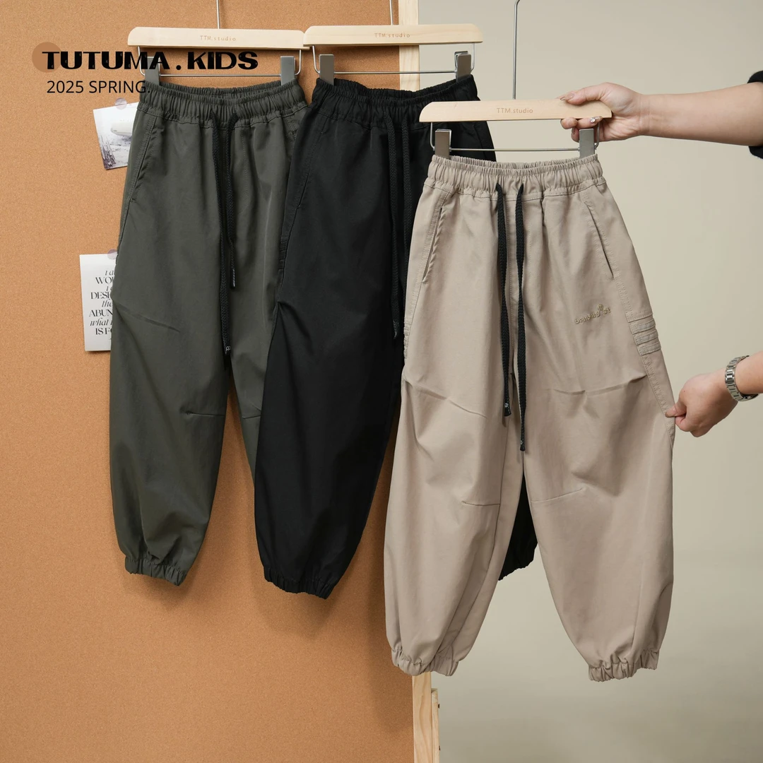 【现货】男女童潮牌运动休闲裤洋气束脚裤中大童新款宽松裤子