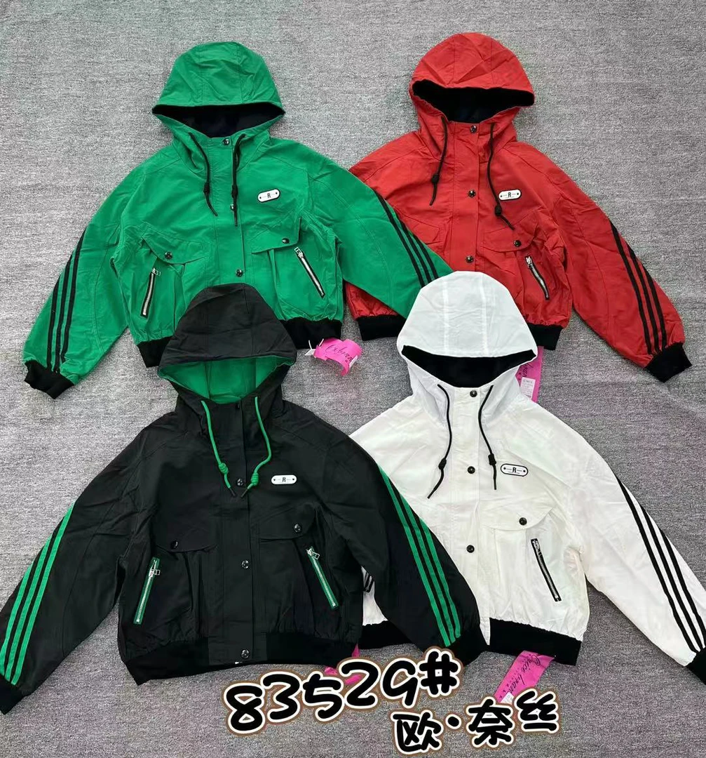 不褪色短款拼接直下摆连帽短外套梭织春款撞色韩版潮流外套