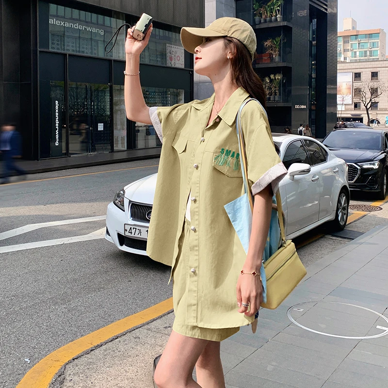 盐甜系穿搭韩版休闲套装裙女2025夏季新款学院风小个子显瘦两件套