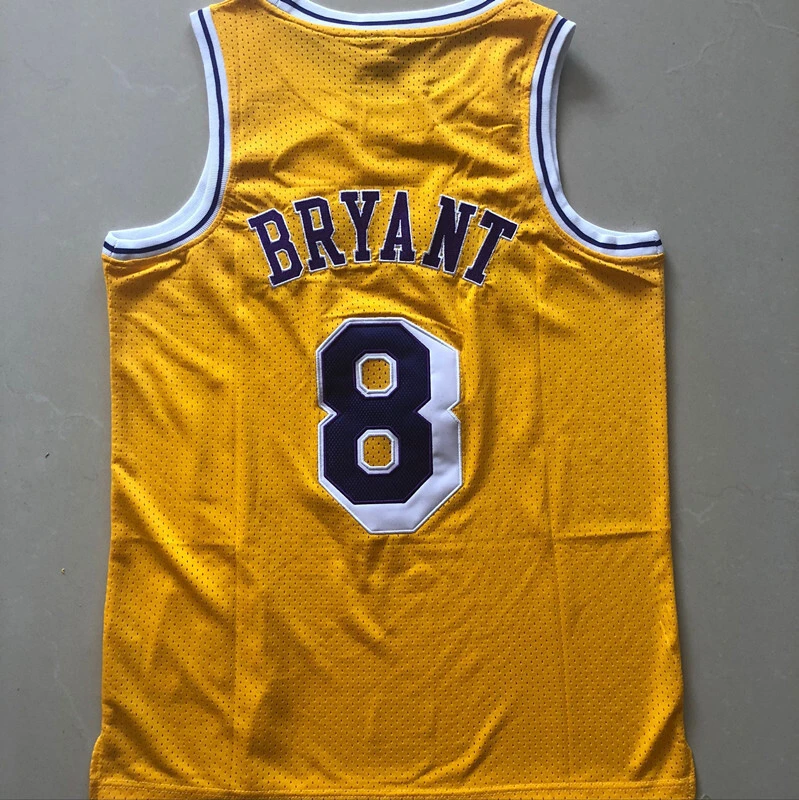 湖人科比8号复古黄色速干密绣篮球服-46