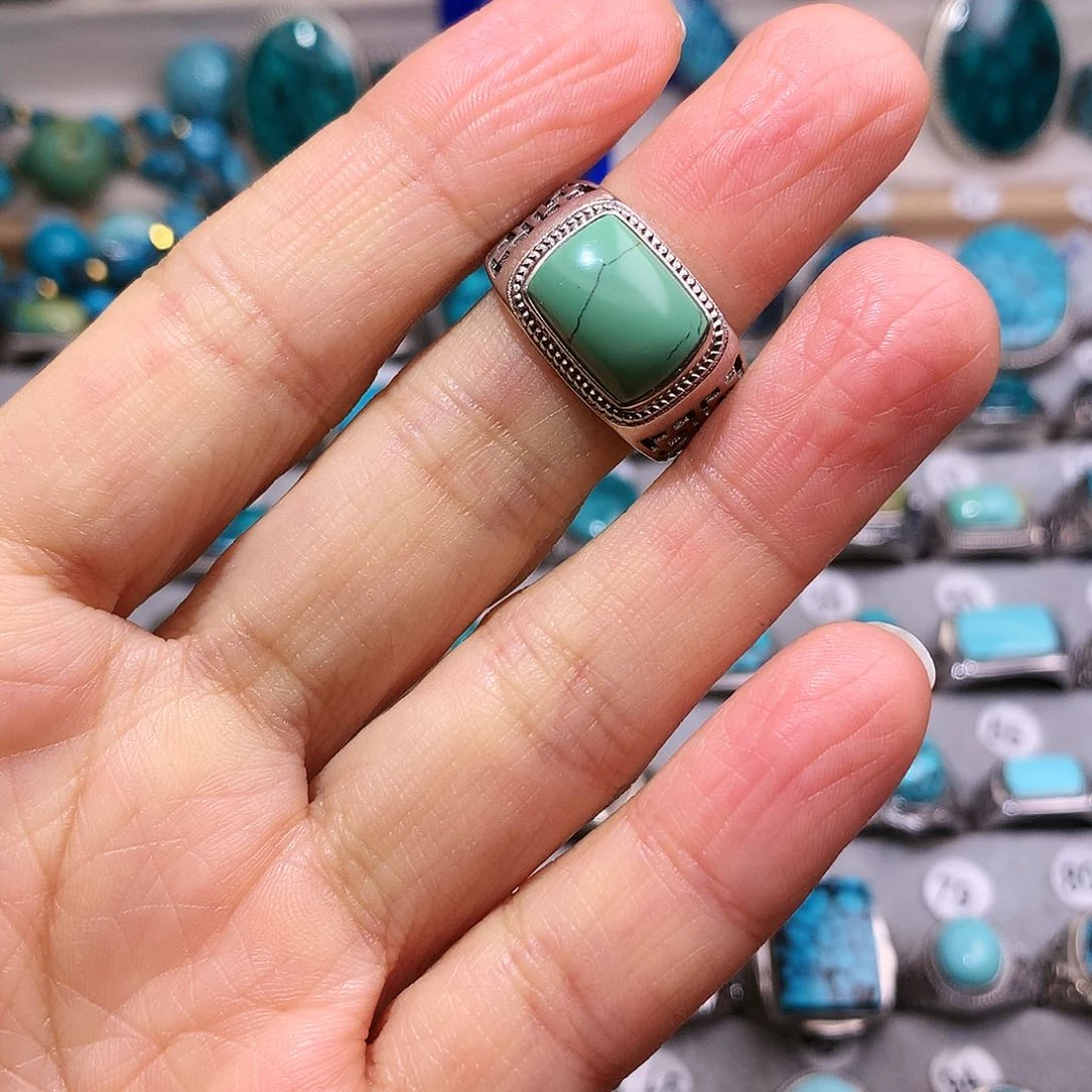 绿松石挂件银S925镶嵌