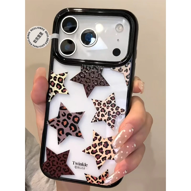 星星豹纹适用苹果16/17promax亚克力手机壳iPhone15/14/13/12/11