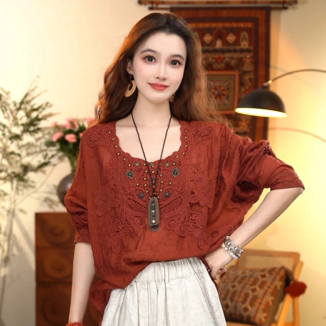 顾玖儿时尚百搭棉麻中式长袖上衣#5130