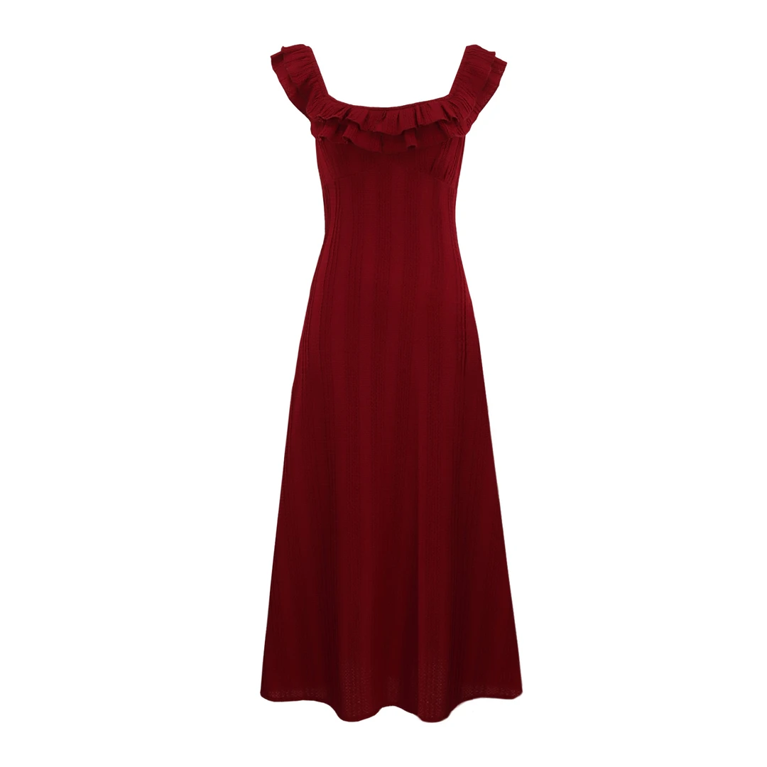 【玫瑰的故事】红色吊带裙气质优雅仙女高级感收腰469