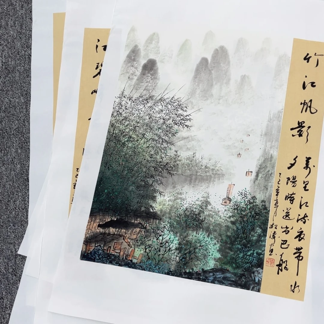 国画卖字画的小男孩