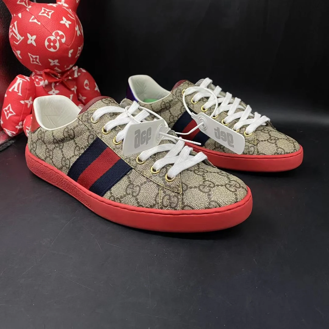 95新 GUCCI/古驰 【AO福利】41.5欧码 男士红底老花板鞋ao696