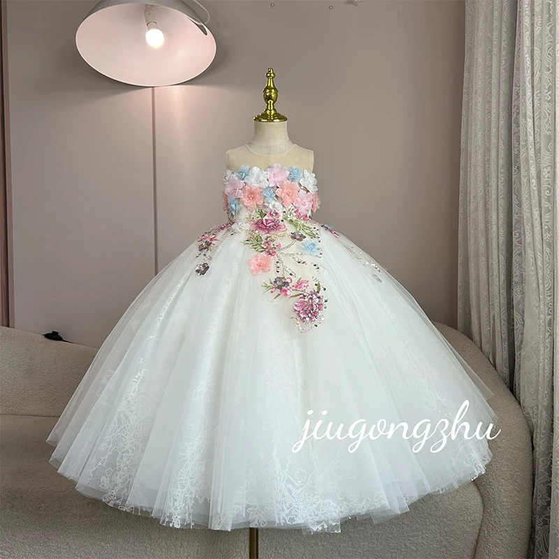 【落樱】长款花朵生日走秀重工公主裙高端儿童礼服花童主持