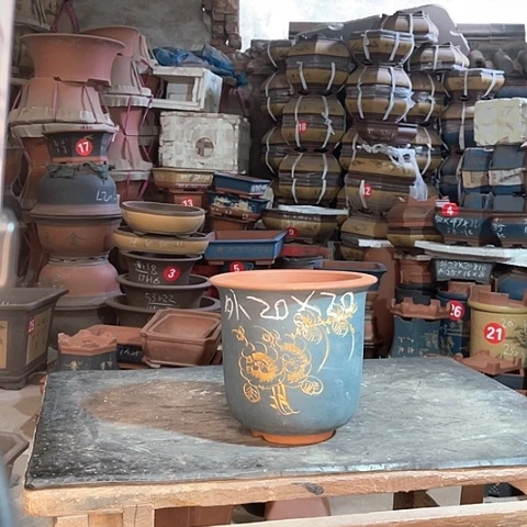 紫砂花盆金钟一个