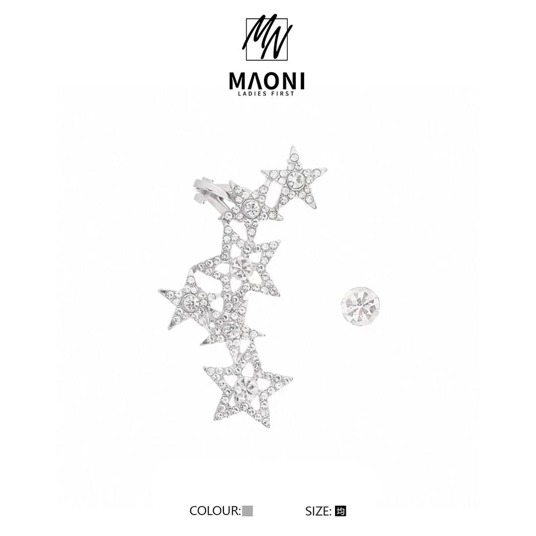 合金耳饰 毛妮peshe【星星镶钻耳钉+耳夹】镶嵌设计师简约女DX9115