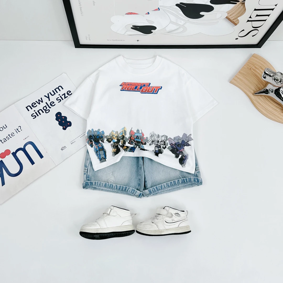 儿童短袖T恤夏季男童上衣2025新款洋气宝宝潮HZ25216变形金刚装