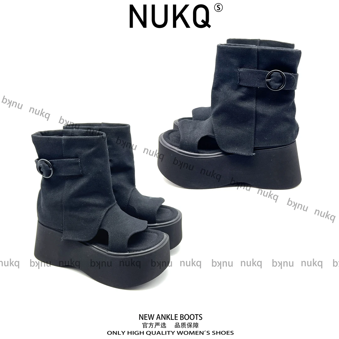 马啦啦【NUKQ】  高跟厚底 时尚百搭经典潮流漏趾凉靴