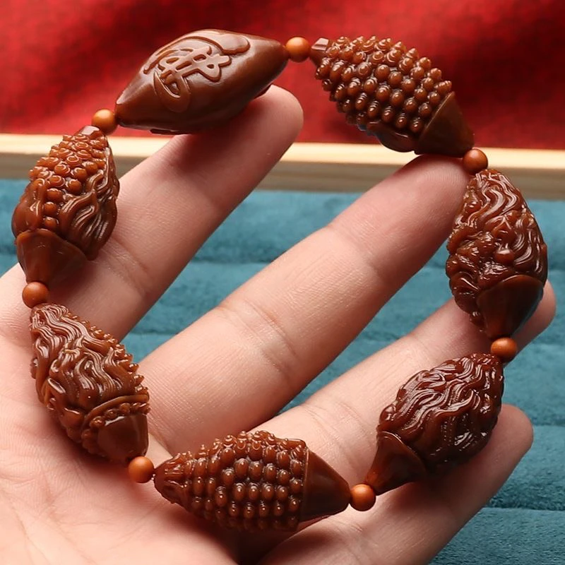 玉化老料橄榄核手串一念之间雕刻佛魔大籽手工手链爆红文玩手串