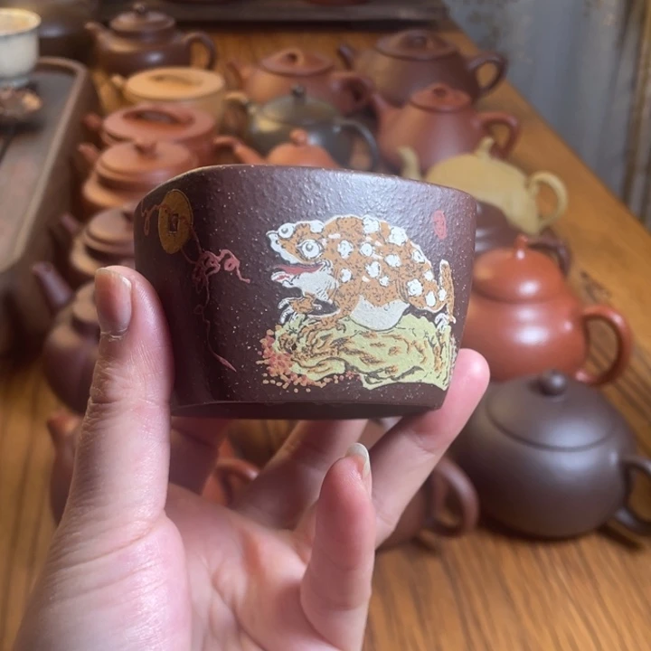 紫砂茶杯紫泥主人杯80c