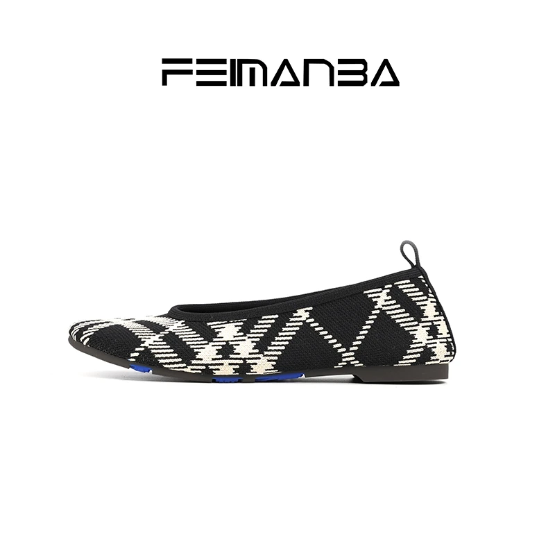 “断码特价”基石系列25年飞织方头菱格纹单鞋平底