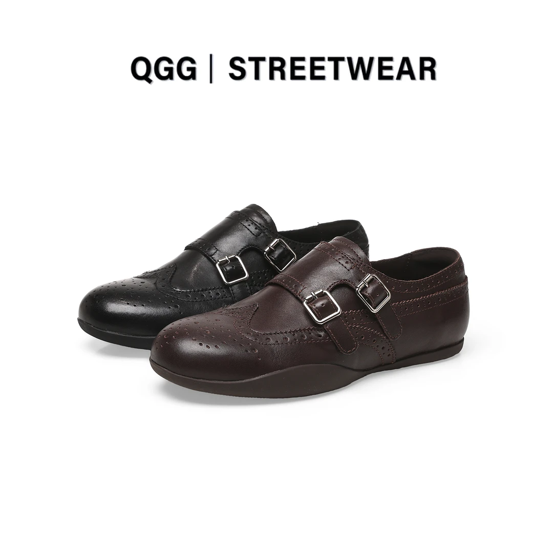 QGG头层真皮厚底流苏乐福鞋女2026春新款百搭时尚小皮鞋LZ8690