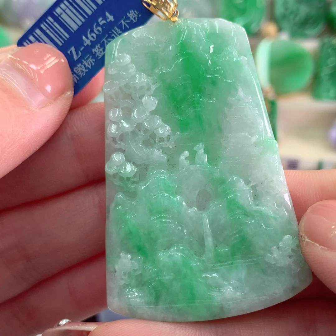 翡翠吊坠(不含链)18K金镶嵌