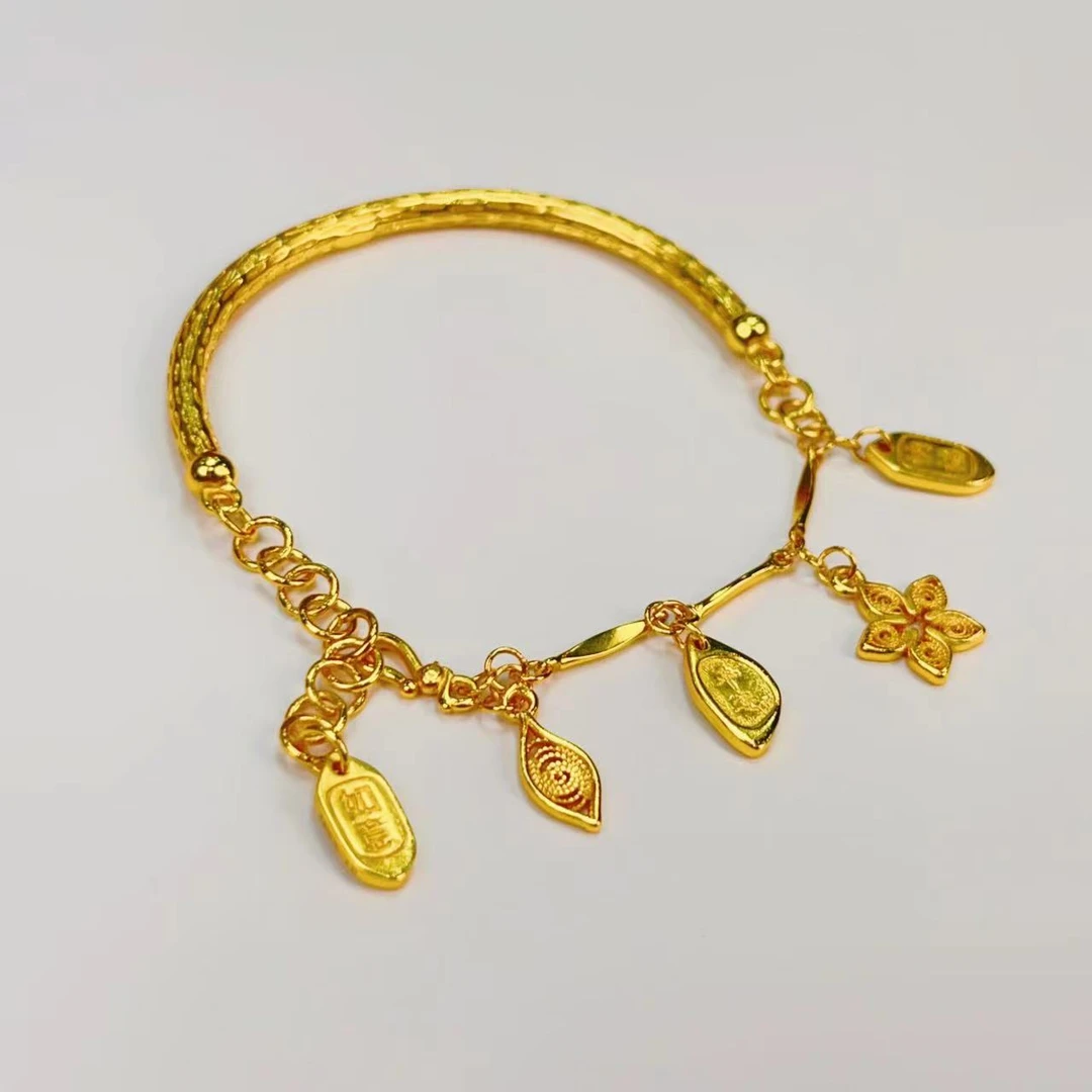 L-6100  足金5G精工五叶繁星手链