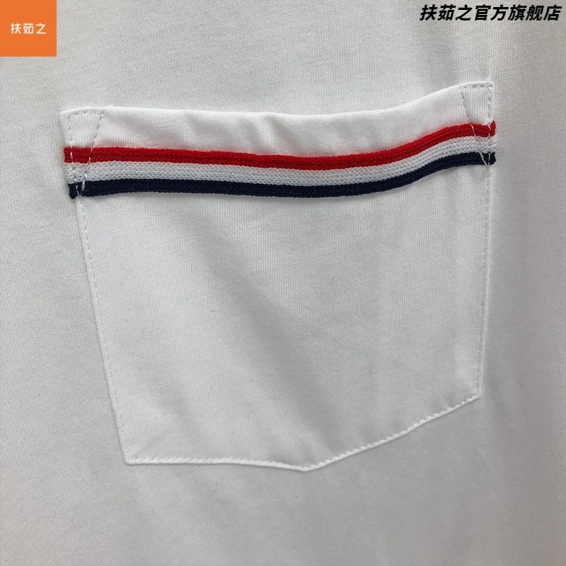 潮牌恤圆领宽松珠地高端四道杠男女同款情侣装休闲校园体恤
