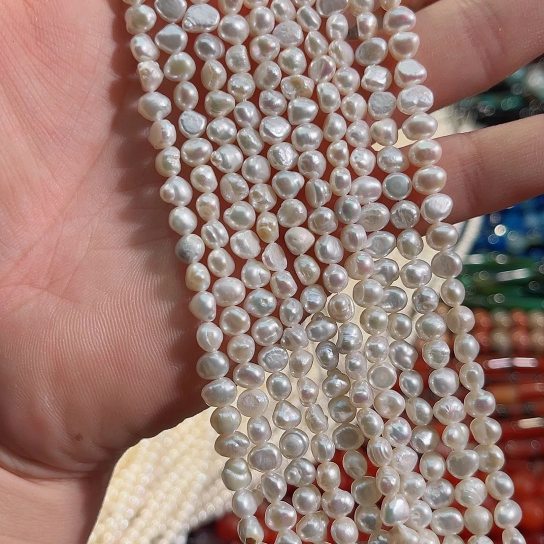 玛瑙/玉髓未镶嵌珠宝半成品淡水珍珠巴洛克随行一条6mm