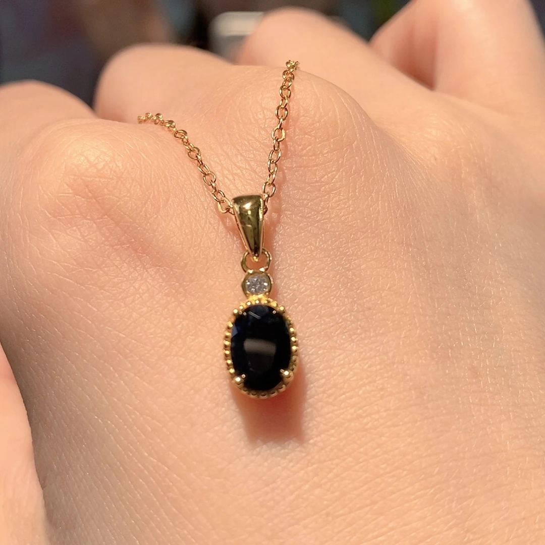 颈饰蓝宝石银S925镶嵌天然蓝宝石