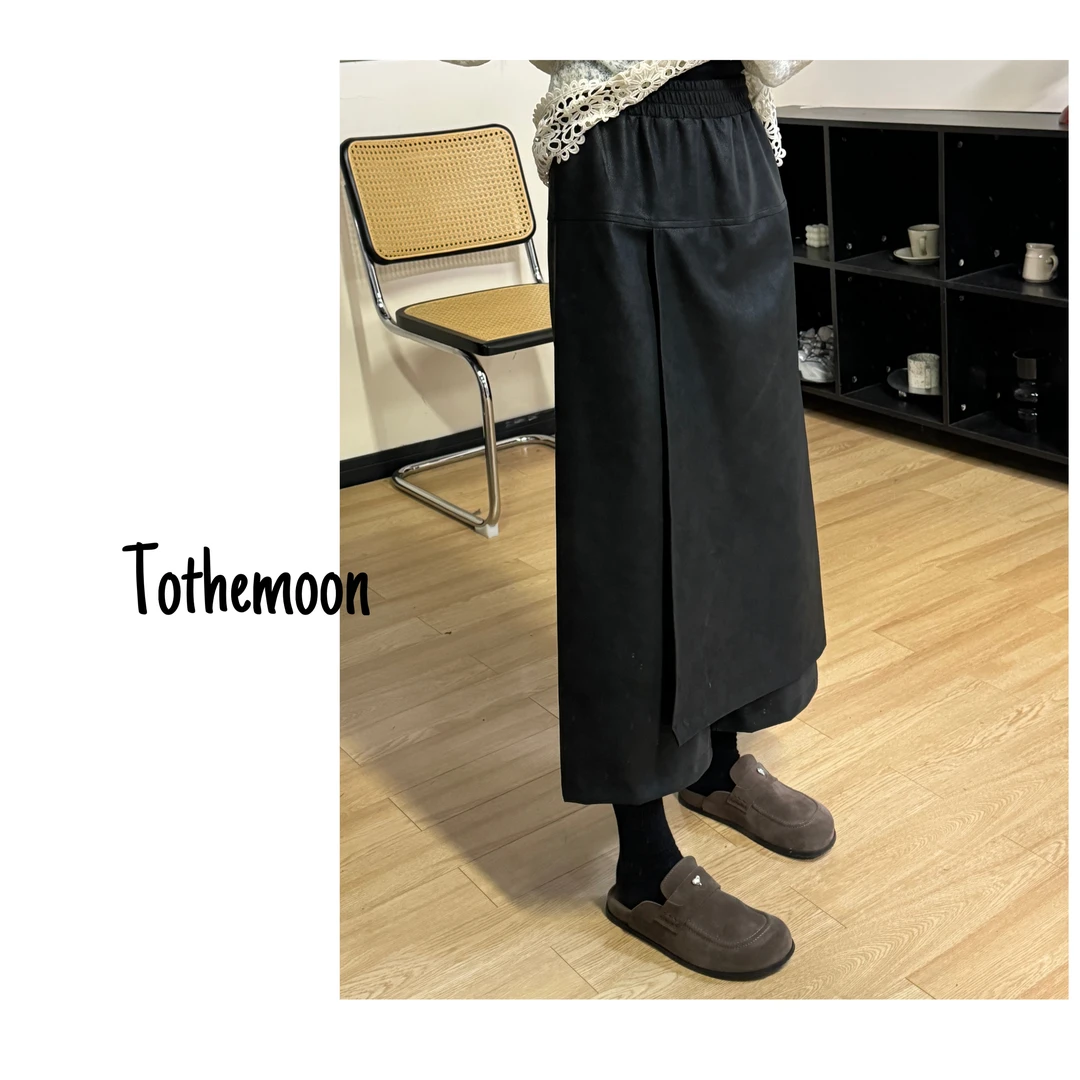 UpSd 原创【Neo】2025早春皮裙裤显瘦时尚高腰宽松潮流垂感皮裤