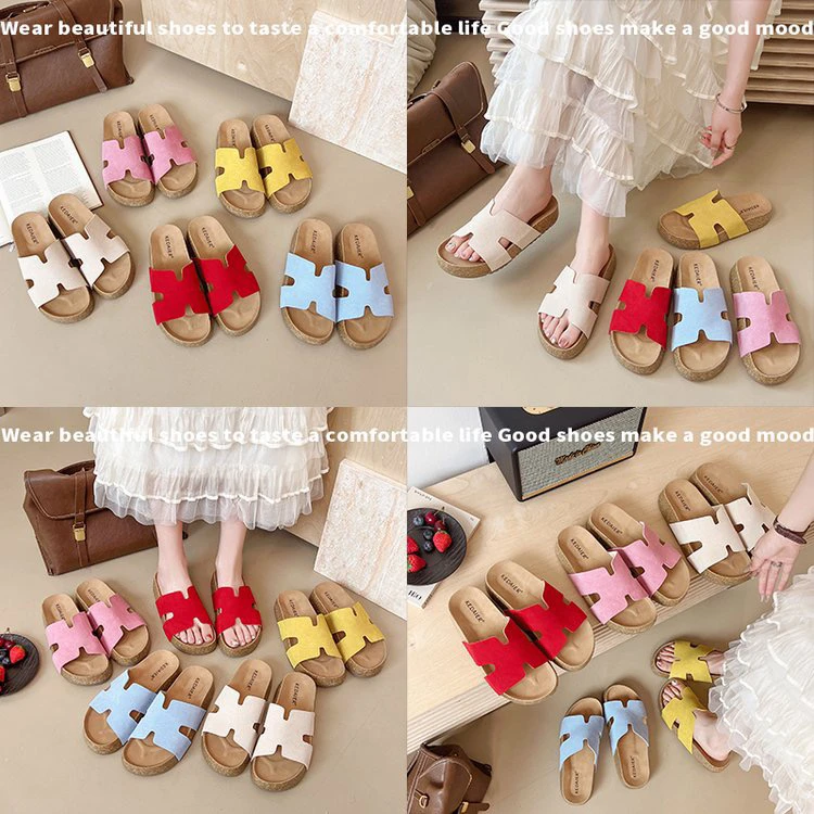 【比心】法式高级感软平底沙滩一字凉拖女夏季外穿时尚凉鞋
