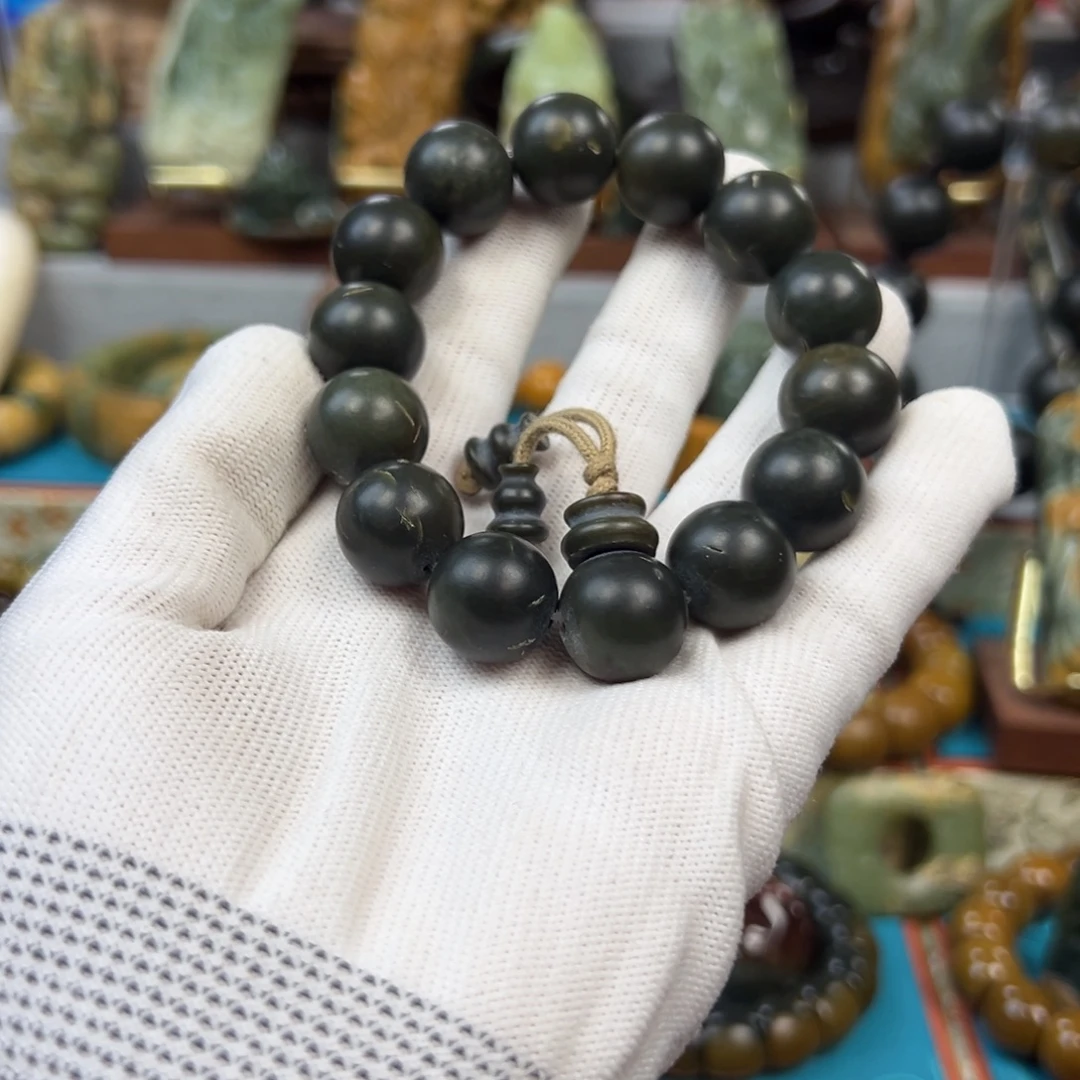 用***7岫岩河磨玉（透闪石质玉）未镶嵌手串